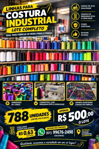lote com linha de costura (cores sortidas) 788 unidades