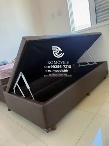 Cama box estruturada Baú Tamanho individual 88x1.88 Blindado com Pistão a Gás