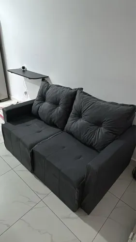 Sofá retrátil cinza 140cm