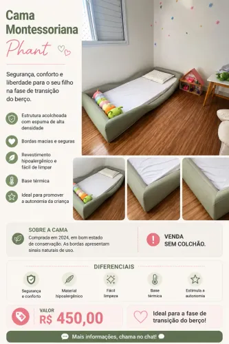 Cama Montessoriana Phant Infantil Sem Colchão