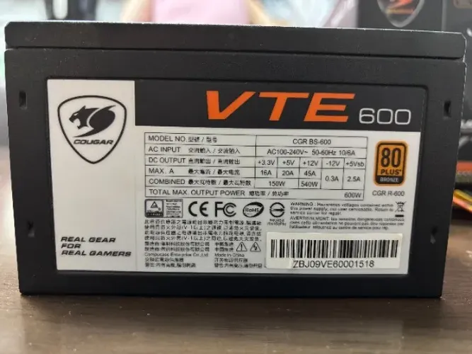 Fonte Cougar VTE 600W 80Plus Bronze PFC Ativo