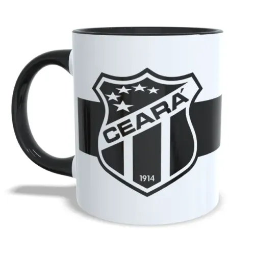 Caneca de Porcelana Ceará 325ml com Interior e Alça Preta