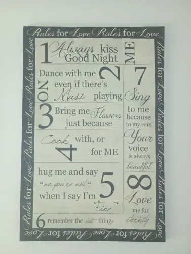 Quadro decorativo em inglês para um casal