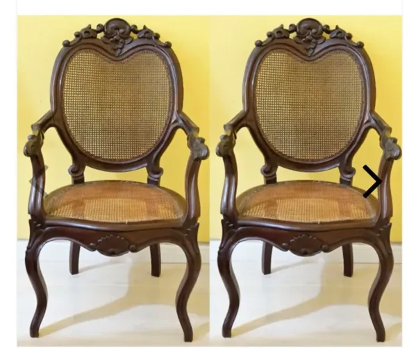 Conjunto poltronas antigas ricamente entalhadas estilo luuz xv