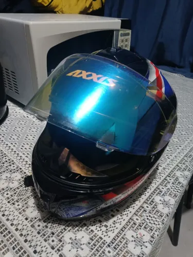 Capacete Para Moto Integral Axxis Draken Black, Red E Blue Uk Gloss Tamanho 58