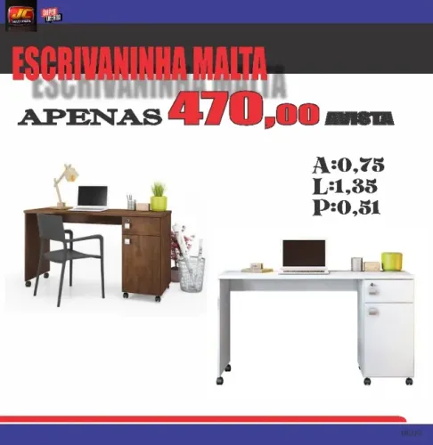 ESCRIVANINHA MALTA COM RODINHAS