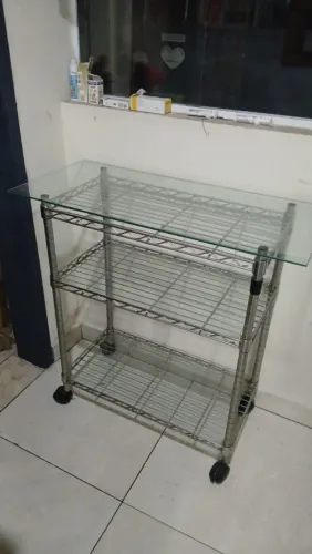 Carrinho aramado aço inox 3 prateleiras