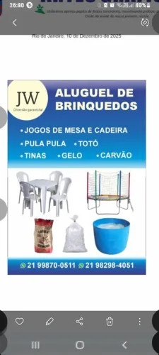 Aluguel de mesas e cadeiras de plástico,ferro,tina,gelo,carvão e brinquedos?zap *