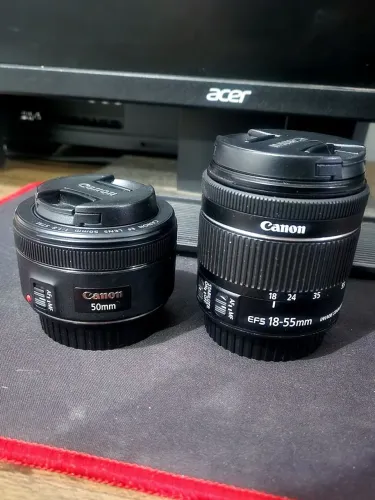 Lentes Canon EF-S 50mm f/1.8 e 18-55mm f/3.5-5.6