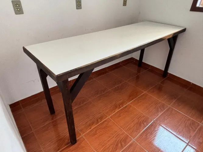 MESA RÚSTICO-INDUSTRIAL 187X62 - MADEIRA MACIÇA - RETIRADA LARANJEIRAS