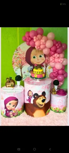 Kit de decoração para aniversário tema Masha e o Urso