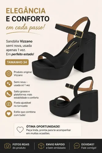 Sandália Preta Vizzano