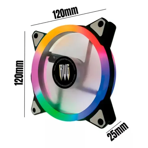 Cooler Fan 120mm RGB LED Rvg G-VR338 Silencioso para Gabinete Gamer 1500RPM pode retirar n
