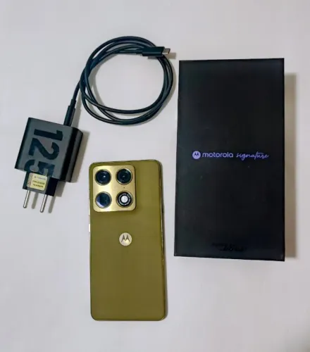Motorola Signature 512/12 Ram 5G Verde Olive c/ NF na Garantia Completo