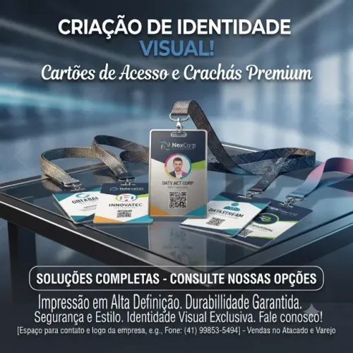 Crachá e cordão personalizado com sua logo