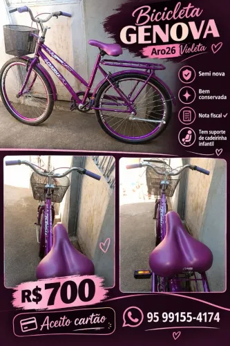 Bicicleta aro 26 violeta