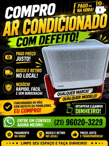 AR CONDICIONADO COM DEFEITO, QUEBRADO, QUEIMADO