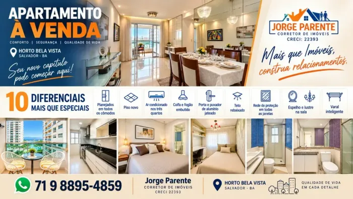Apartamento com 3 quartos, suíte e varanda gourmet planejados e diversas benfeitorias