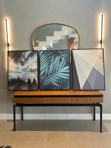 Kit com 3 Quadros Decorativos 90x70 cm | Moldura Preta | Excelente Estado