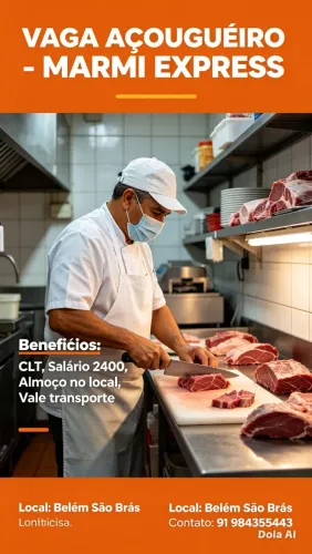 Vaga emprego açougueiro de restaurante e embalador