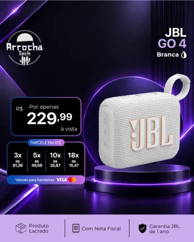 JBL - Caixa de Som GO 4 Branca - Lacrado - Com NF - Garantia JBL de 1 ano