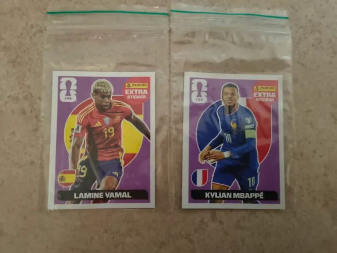 Figurinhas legends roxas do Yamal e do Mbappé. R$50,00 cada