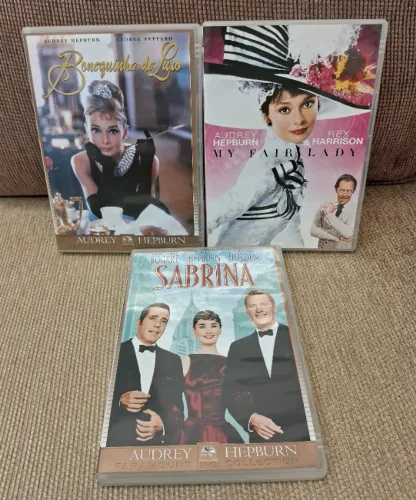 3 DVDs Audrey Hepburn originais em ótimo estado