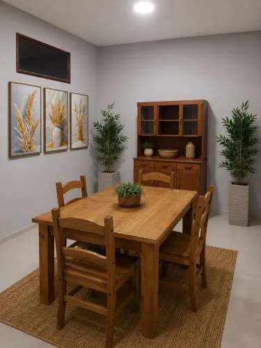 Armário + mesa com 4 cadeira