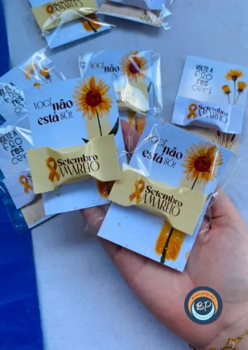 Cartão de agradecimento com bala Personalizada Setembro Amarelo 100UN