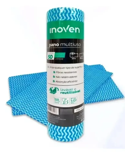 50 Panos descartáveis de 37 cm Perfex reutilizável e total de 25 metros cada rolo
