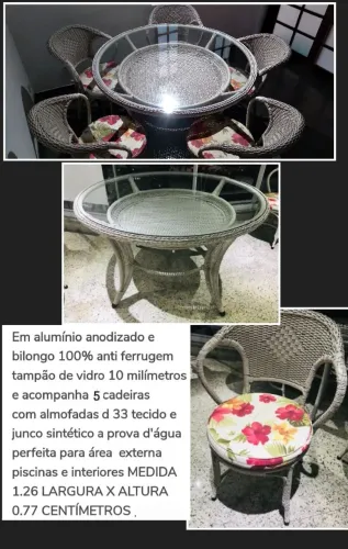 Mesa cadeiras junco sintético vime 