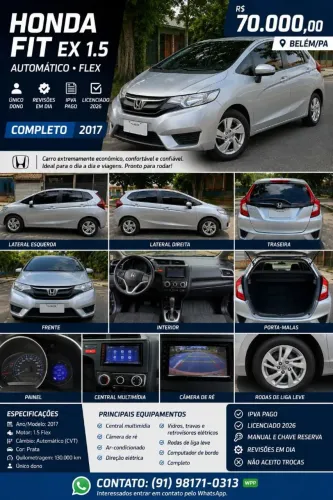 Honda Fit LX 1.5 Flexone 16V 5P Aut. 2017
