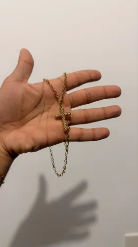 Corrente elo português + pingente em ouro 18K