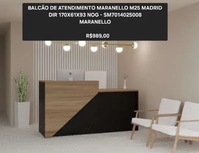 BALCÃO DE ATENDIMENTO MARANELLO M25 MADRID DIR 170X61X93 NOG - SM *8 MARANELLO