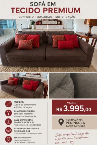 Sofá tecido premium 