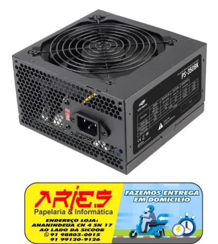 FONTE 350W REAL BIVOLT COM CONECTOR 6+2 PINOS PRA VGA C3TECH PS-350BK