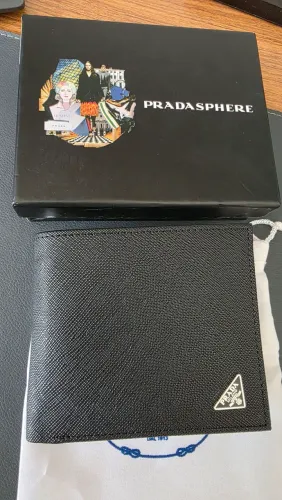 Carteira Prada Saffiano Bifold Preta Masculina