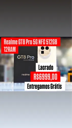 Celular Realme GT8 PRO 5G NFC 512GB 12GB RAM-BRANCO E AZUL LACRADO GARANTIA 