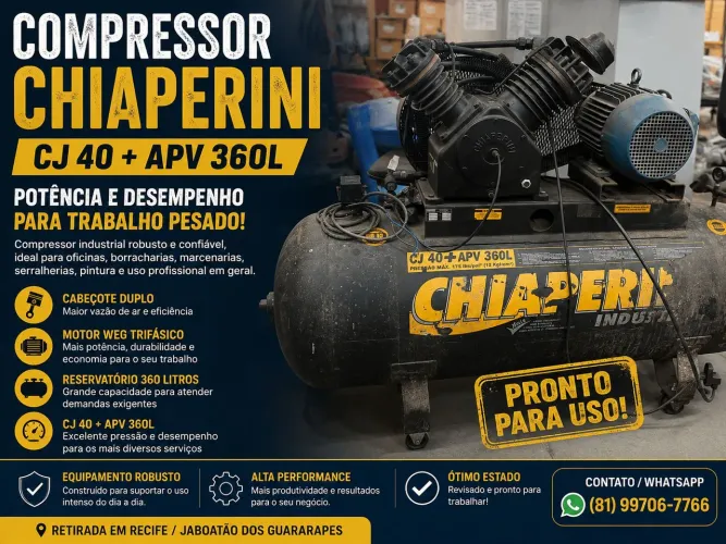 COMPRESSOR CHIAPERINI CJ 40 + APV 360L À VENDA