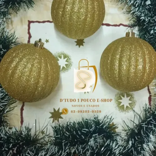 KIT CM 03 BOLAS DOURADAS- NATAL GLITTER IMPORTADAS E.U.A 10CM