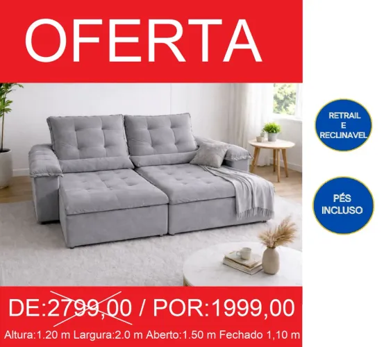 Sofá Retrátil e Reclinável