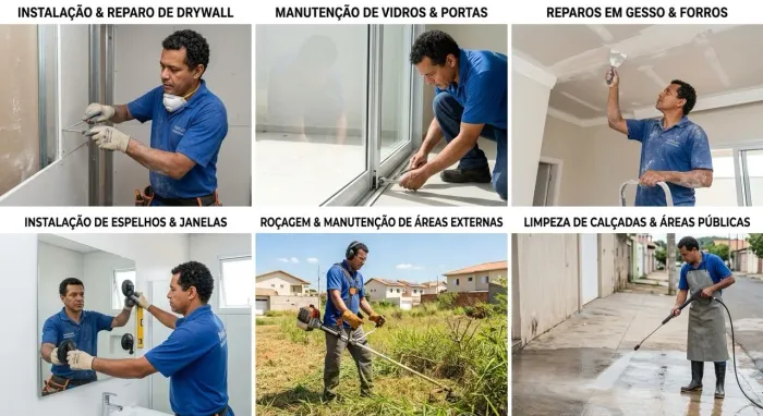 Drywall / Vidros / Portas / Janelas / Reparos / Roçagem