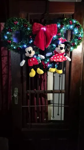 Guirlanda formato do Mickey de natal iluminada Mickey e Minnie