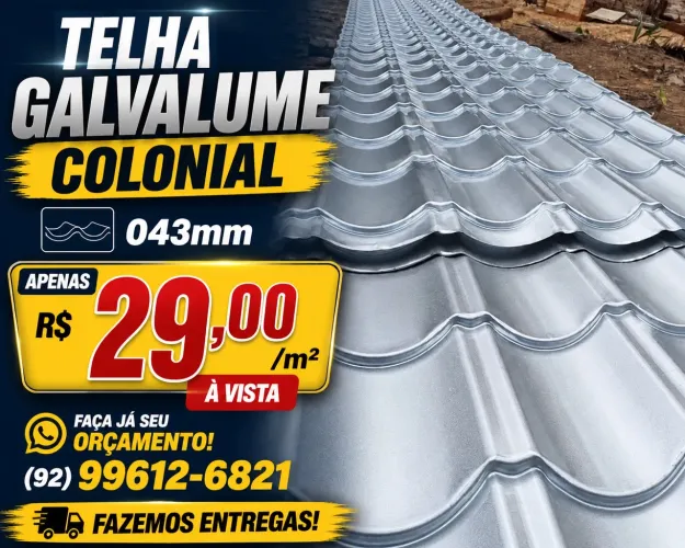 Telha de zinco colonial / Galvalume
