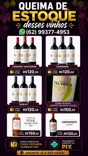 Queima de estoque de vinho - preço de custo
