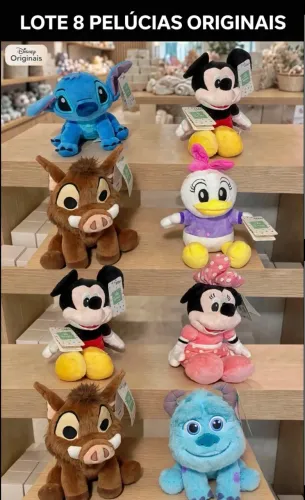 Lote com 8 pelúcias oficiais Disney 
