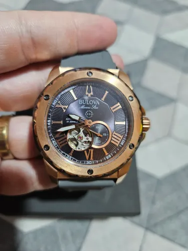 Relógio Bulova Marine Star Automático Cinza/Rosé 98a228 