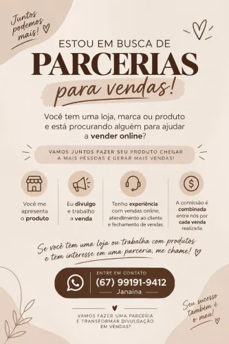 PROCURO LOJAS E MARCAS PARA PARCERIA EM VENDAS
