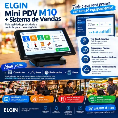 Mini PDV M10 Elgin + Sistema de Vendas