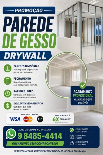 Parede drywall/ divisória de gesso/ gesso acartonado